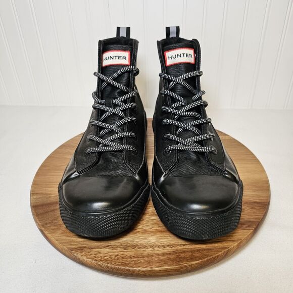 Hunter x Target Black Dipped Lace-Up High Top Boots Shoes Men's 5.5 Women's 7.5 - Picture 2 of 7